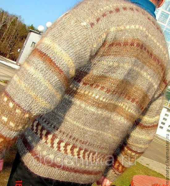 Свитер мужской ручной вязки из толстой нитки Пряжа для вязания спицами из собачьей шерсти